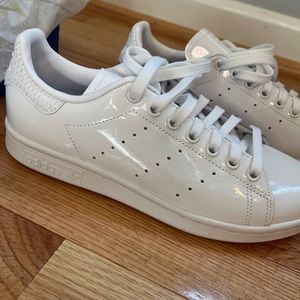 Addidas White Patent Leather Stan Smith Size 6.5